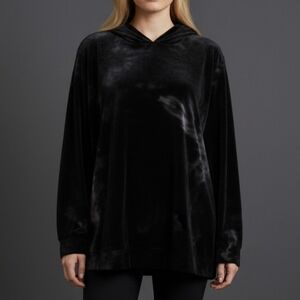 LIVI Black Tie Dye Velour Velvet Long Sleeve Hoodie 18/20